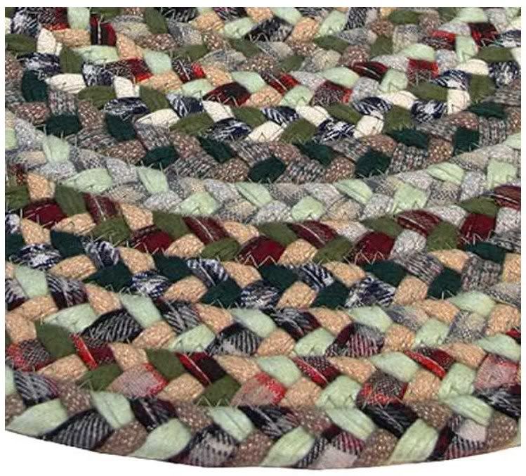 Thorndike Mills Green Plaid Acrylic Cloth Braided Area Throw Rug #504 