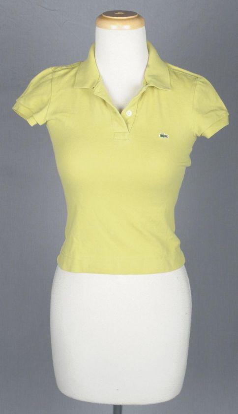 LACOSTE Chartreuse Green Slim Fit Polo Shirt Womens XS  