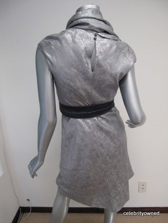 Zac Posen Silver Lurex Fitted Dress W/Belt 4  