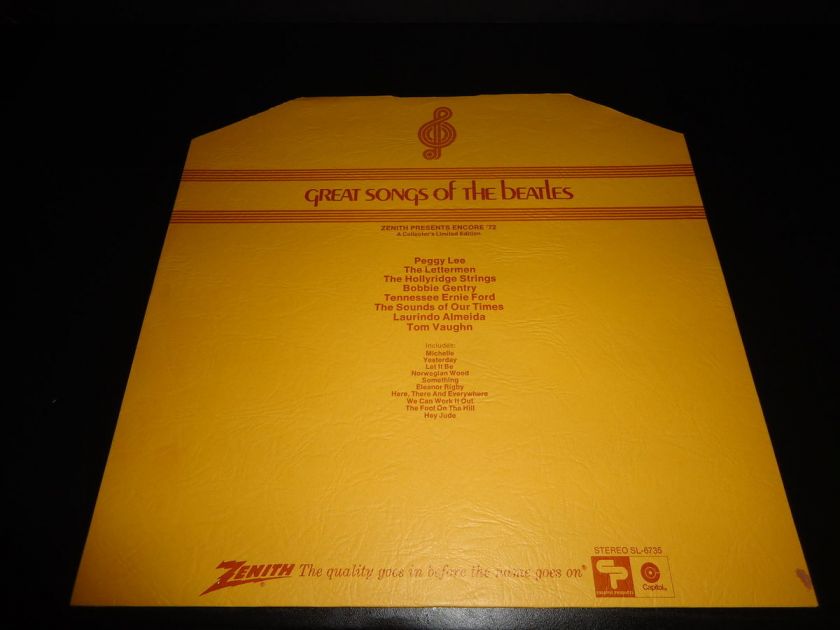 Rare Record Jacket for saleGREAT SONGS OF THE BEATLES  ZENITH 