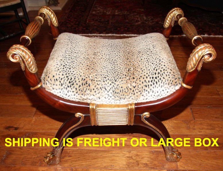 L470 MAHOGANY REGENCY EMPEROR BENCH WITH GILT ACCENTS  