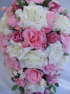 21pcs Bridal bouquet wedding flowers PINK MAUVE IVORY  