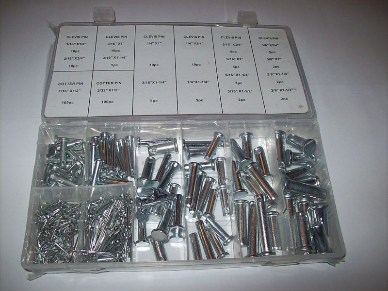 300pc CLEVIS PIN & COTTER CLIP ASSORTMENT 15 SIZES  