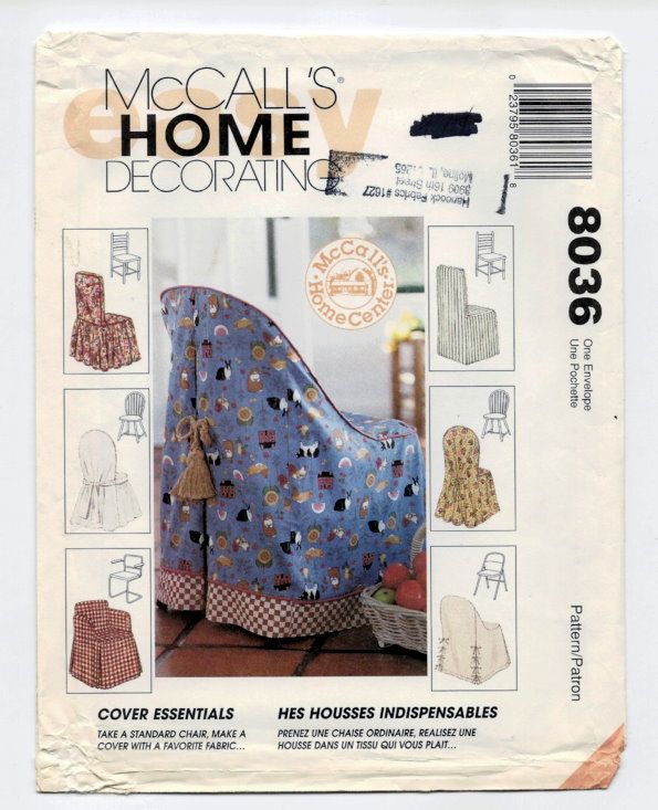 McCalls 8036 Home Decorating Chair Cover Essentials  