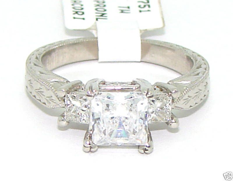 New Platinum Tacori Three Stone Diamond G VS Engagement Ring HT2235 