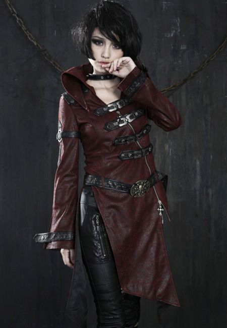 PUNK RAVE STEAMPUNK MILITARY TRENCH COAT   PUNK/GOTHIC/RED/JACKET 