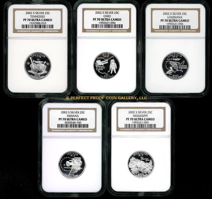 NGC PF70 UC 2002 S SILVER STATE QUARTER SET PF 70  