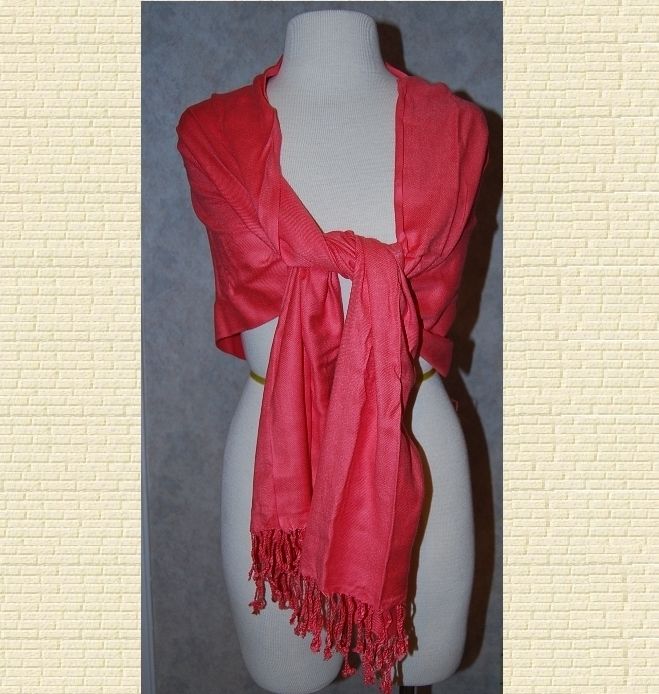 Pashmina Style Wrap Scarf Rayon NWT Coral 21x72 $30  