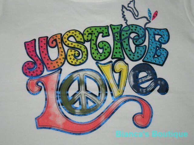 NEW JUSTICE Love Dove Shirt Girls Summer Clothes 6  