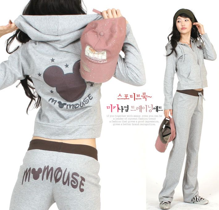 Womens New Mick Mouse Pattern Hooded Long Sportswear Track& Sweat 