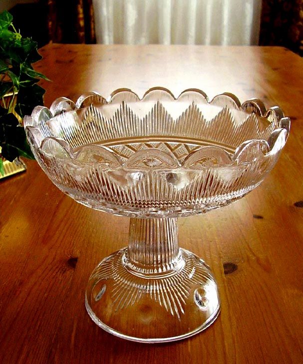 Antique Flint Glass Compote BOSTON & SANDWICH Glass HAMILTON Pattern 