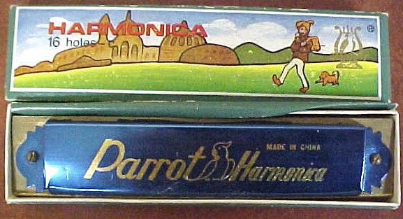 Boxed 16 Hole Parrot Harmonica  