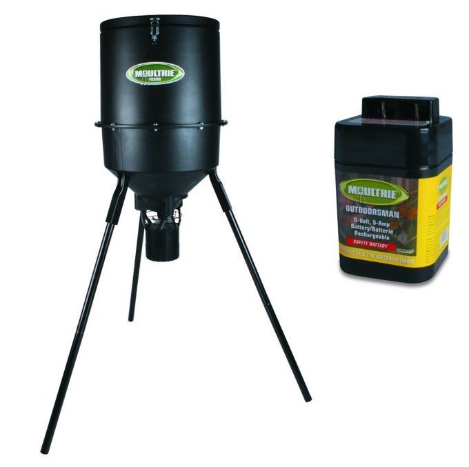 MOULTRIE 30 Gallon Pro Hunter Tripod Game Deer Feeder + 6V 