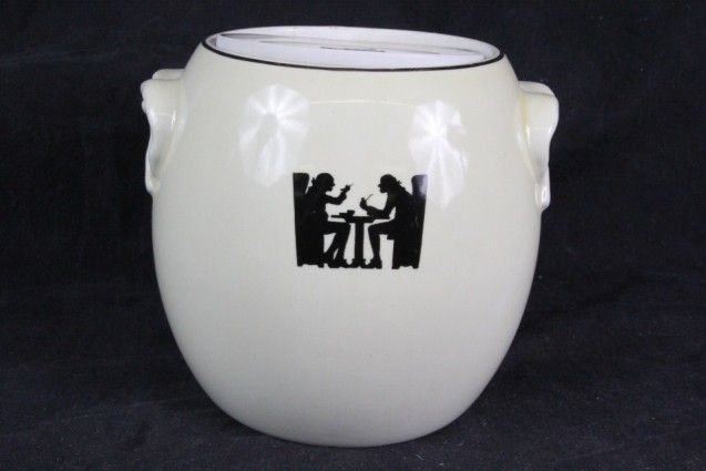 319 VTG NR RARE HALL TAVERN SILHOUETTE PRETZEL COOKIE JAR CANISTER 