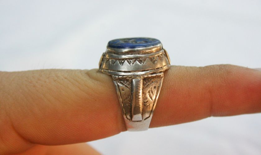   MUGHAL SEAL .925 STERLING SILVER RING   SIZE 6 10 BIRD INTAGLIO  