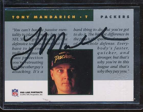 TONY MANDARICH 1991 PROLINE AUTO AUTOGRAPH  