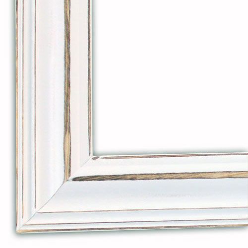 Wide Distressed White Picture Frame Solid Wood  