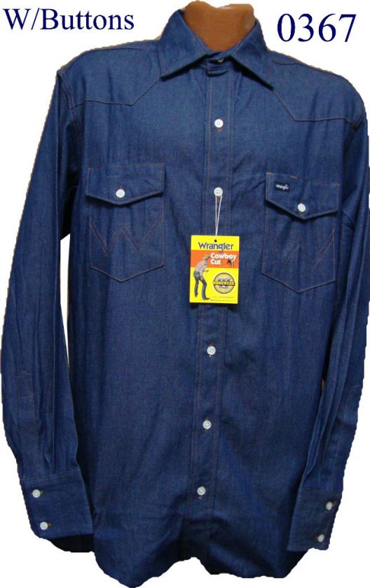 Wrangler Rigid Indigo Denim Workshirts Buttons M   XXL  