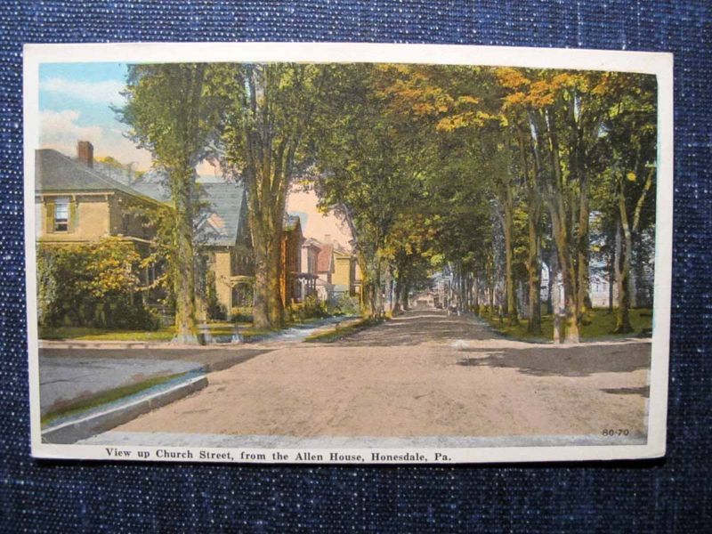 CHURCH STREET FROM ALLEN HOUSE HONESDALE PA Postcard  