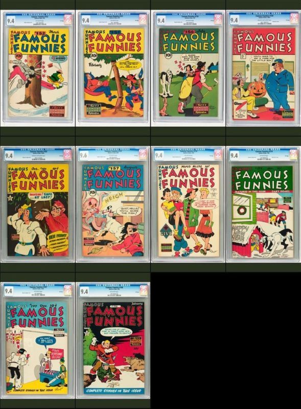 SET CGC FAMOUS FUNNIES 1940 50S NM SET 10 BOOKS 151 19  