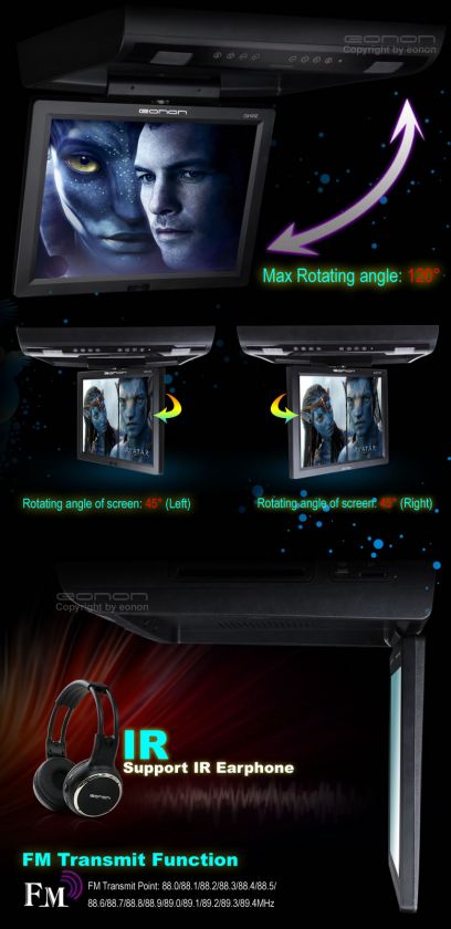   Overhead Flip Down 15LCD Monitor USB DVD Player IR Transmit m1  