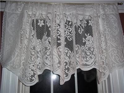   LACE CURTAIN TIER VALANCE FLORAL DESIGN WINDOW 64 X 24 WCVT507  