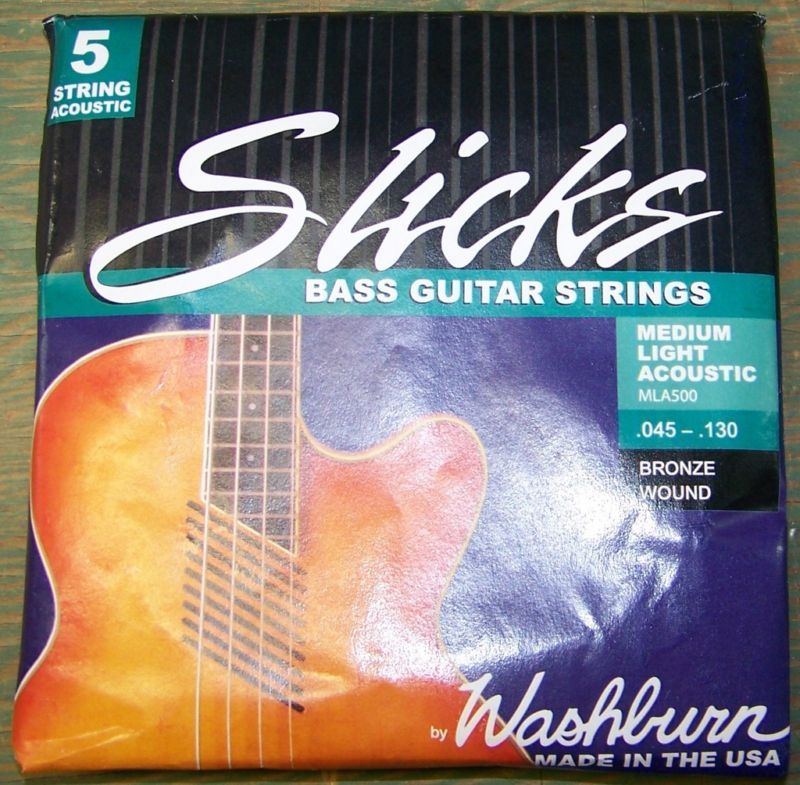 WASHBURN SLICKS BRONZE 5 STRING BASS GUITAR STRINGS  