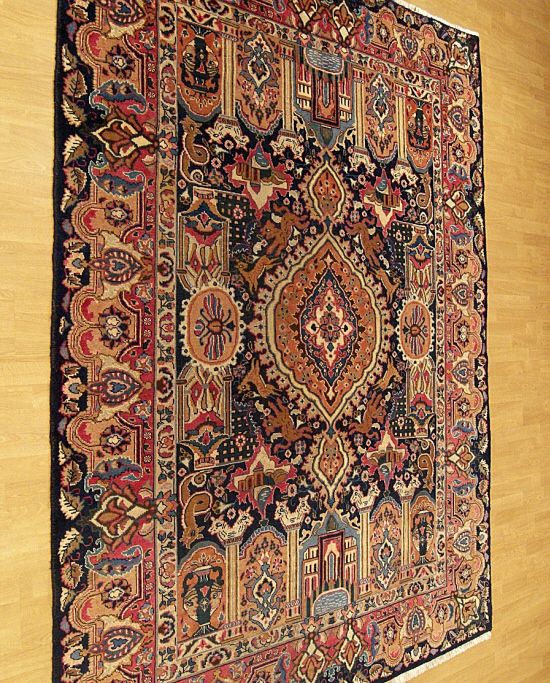 6x9 Beautiful Handmade Antique Persian Kashmar Wool Rug  