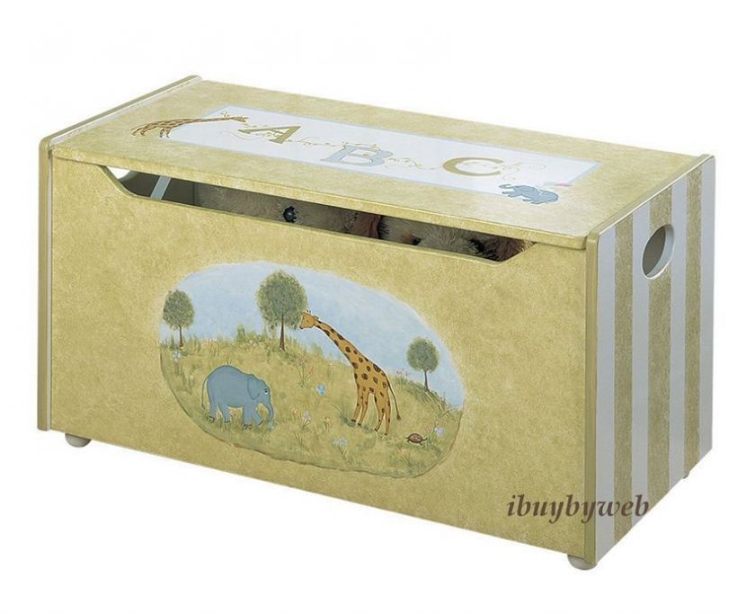 Kids Alphabet ABC Safari Toy Chest Box Elephant Giraffe  