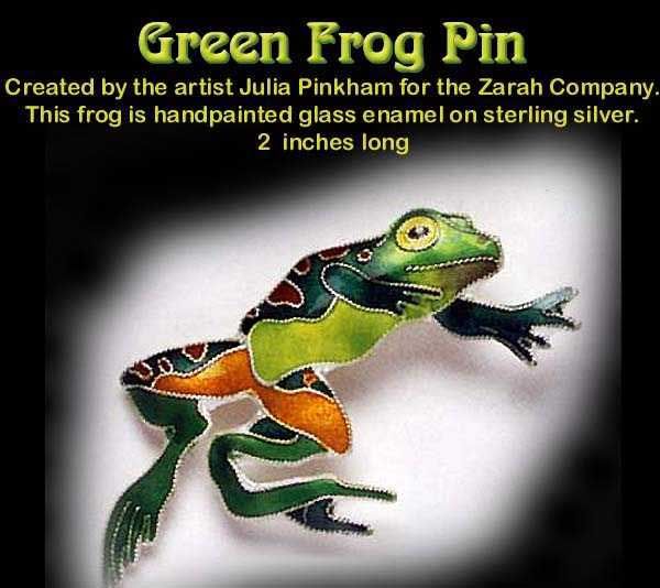 Sterling Enameled Green FROG Pin by ZARAH  