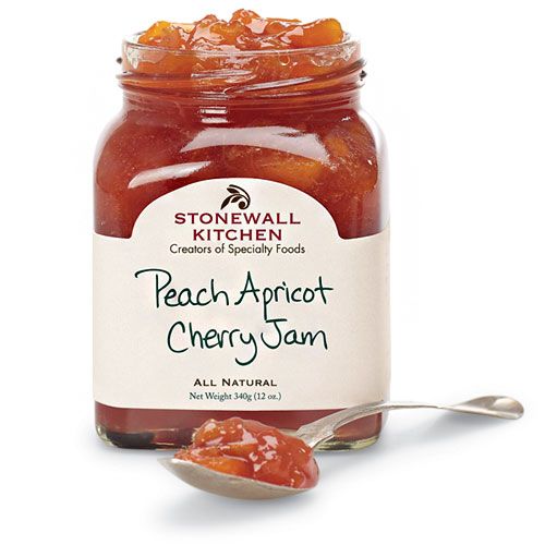 STONEWALL KITCHEN 2 Jars Peach Apricot Cherry Jam / Preserves / Jelly 