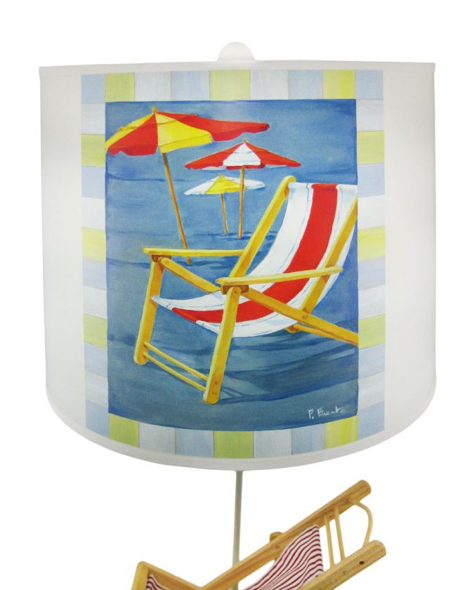 Beach Chair Table Lamp W/ Printed Shade Surf Decor  