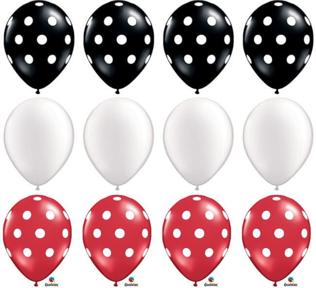 15 Polka Dot LADYBUG PARTY Balloons Red/Black/White Set  