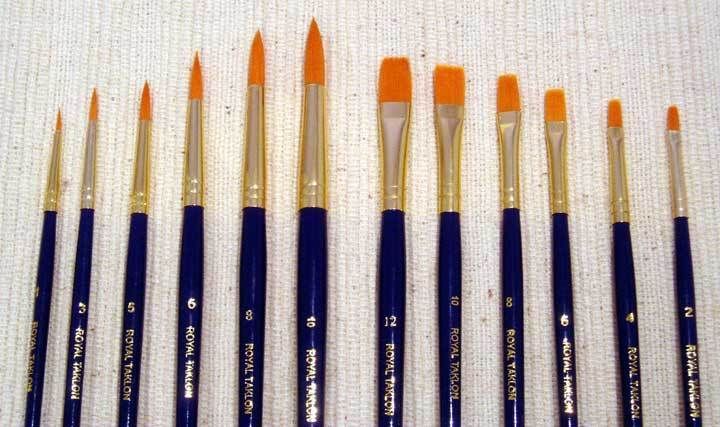 GOLD TAKLON ART, HOBBY PAINT BRUSHES #ECT  SET OF 12  