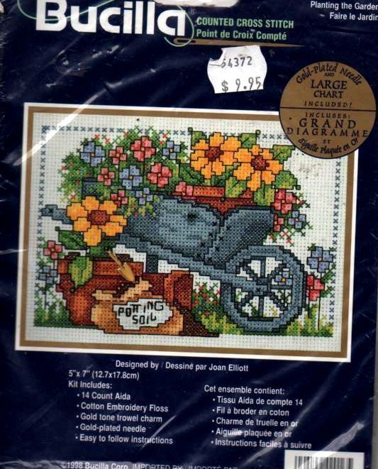 Bucilla Cross Stitch Kit Planting Garden 5 x 7 NIP  