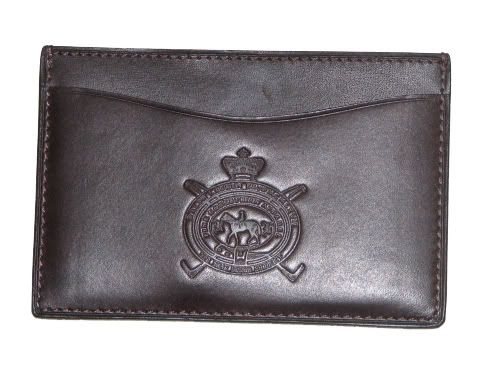   LAUREN PURPLE LABEL MENS MADE IN ITALY LEATHER CARD CASE WALLET  