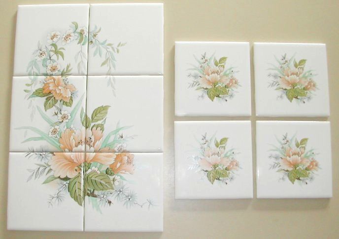 BROCADE FLOWERS CERAMIC TILE MURAL & ACCENT TILES  