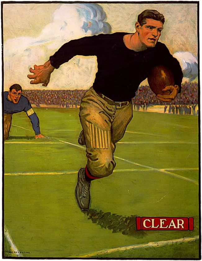  university football college poster 1910 football player running 