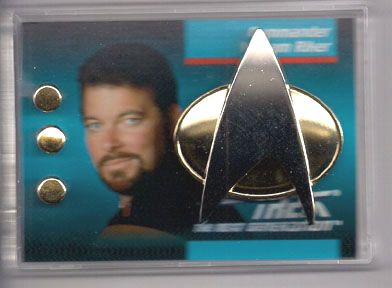 Commander Riker Star Trek Next Gen Communicator Pin & Rank Pip Set 