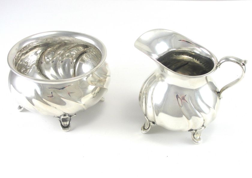   & Sohne Silver Creamer Sugar Bowl Set German Footed 100 mL Creamer