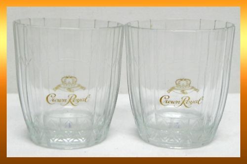 CROWN ROYAL Gold Logo Set of 2 Old Fashioned Glasses 4” Tall Holds 8 