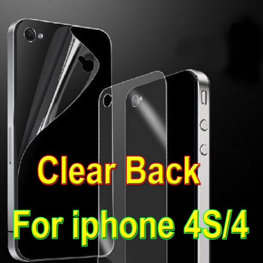 2X Clear Crystal Glossy Back Screen Protector For Apple iPhone 4S 4 4G 