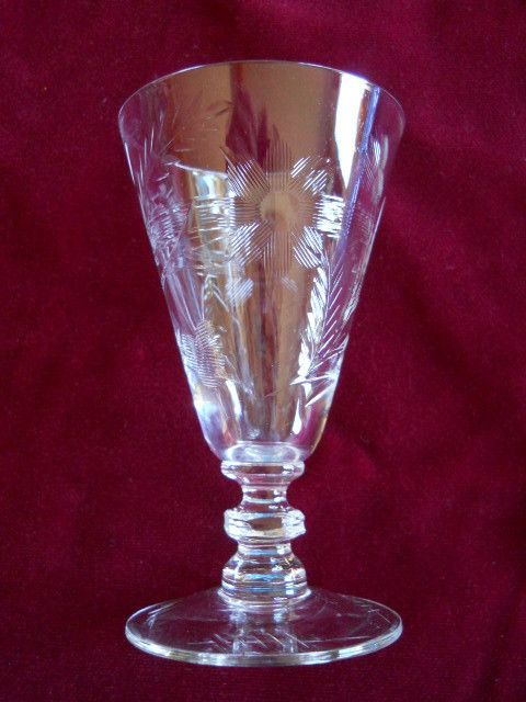 Vintage Etched Crystal Glass Goblet Wine Cup 5  