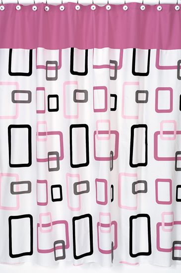 JOJO DESIGNS PINK MODERN RETRO FABRIC SHOWER CURTAIN  