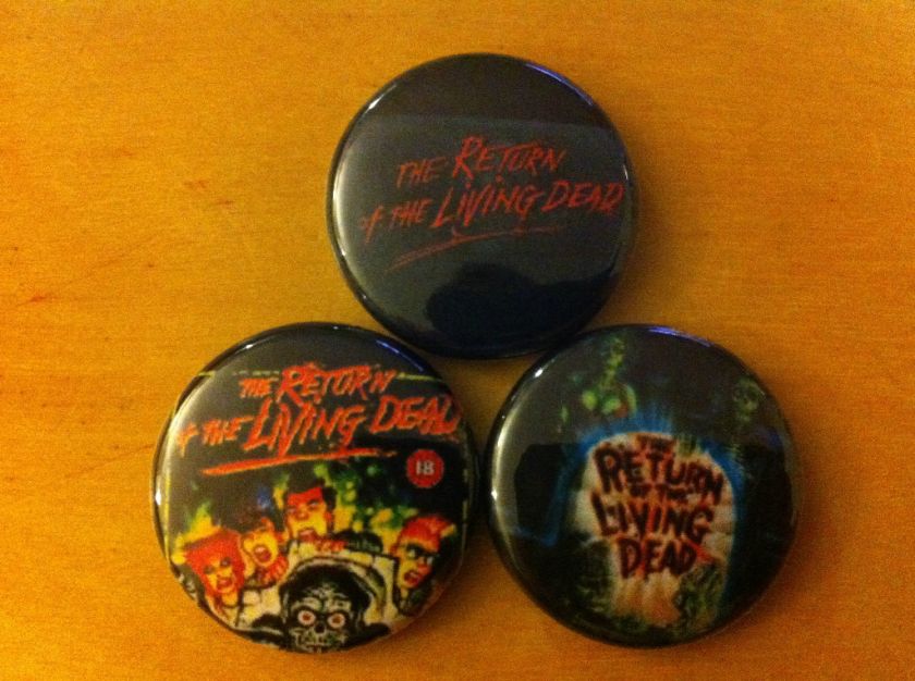   THE LIVING DEAD lot of 3 1 pins pinback button punk HORROR night dawn