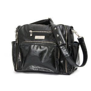 JuJu BeBe Fabulous Earth Leather Diaper Bag, Blk /Pink  