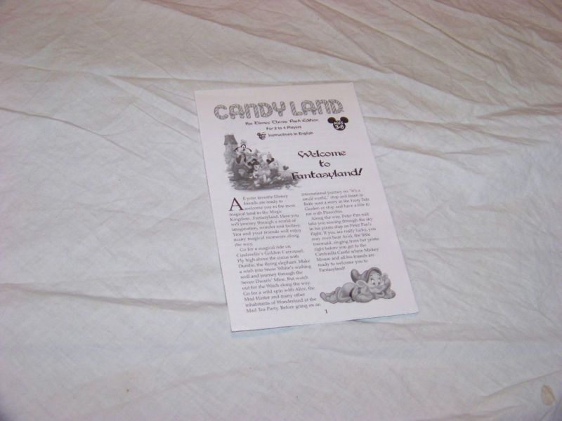 MB CANDY LAND DISNEY BOARD GAME PARTS INSTRUCTIONS  