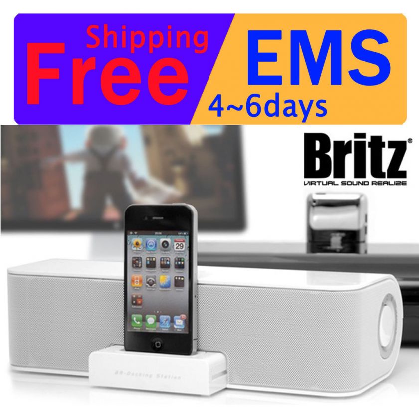   BR Docking Station iPhone iPod Speaker Sliding Type Dock White Color