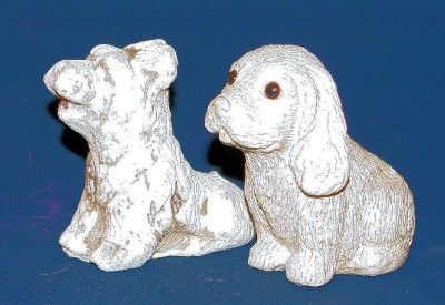 Vintage Plaster and Resin Dog Figurines Lot of 2 Old  