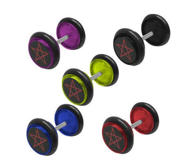 PENTAGRAM STAR ACRYLIC 14 GAUGE EAR PLUG 31385 2  